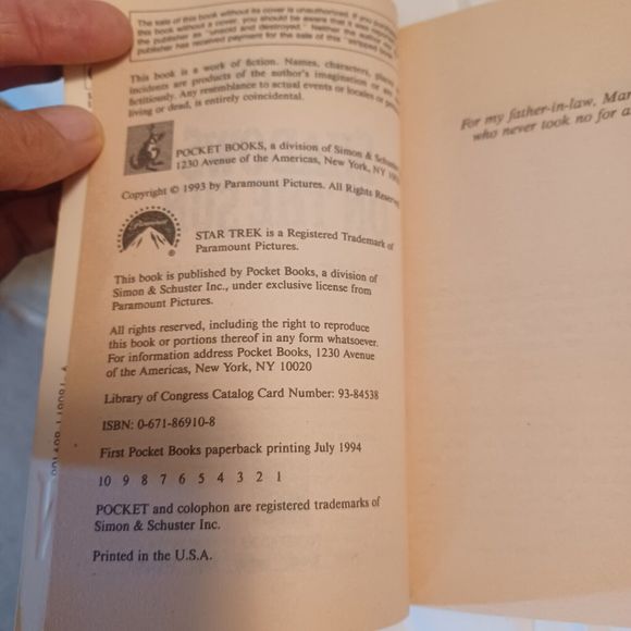 Star Trek Paperbacks 1987, 3 are 1989 and one 1994 Pocket Books Lot of 5 Books - Picture 6 of 12